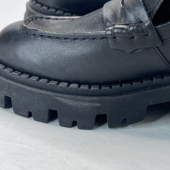 Free People Lyra Lug Sole Loafers Leather Black Women 5/EU 36 Tried On - Picture 9 of 11